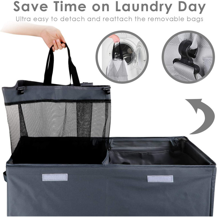 Rebrilliant Double Laundry Hamper with Lid and Removable Laundry